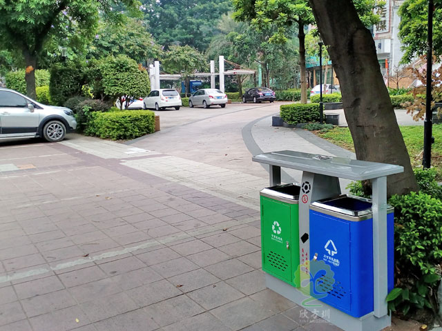 街道戶外鐵垃圾桶-街道戶外鐵皮烤漆垃圾桶定制廠家